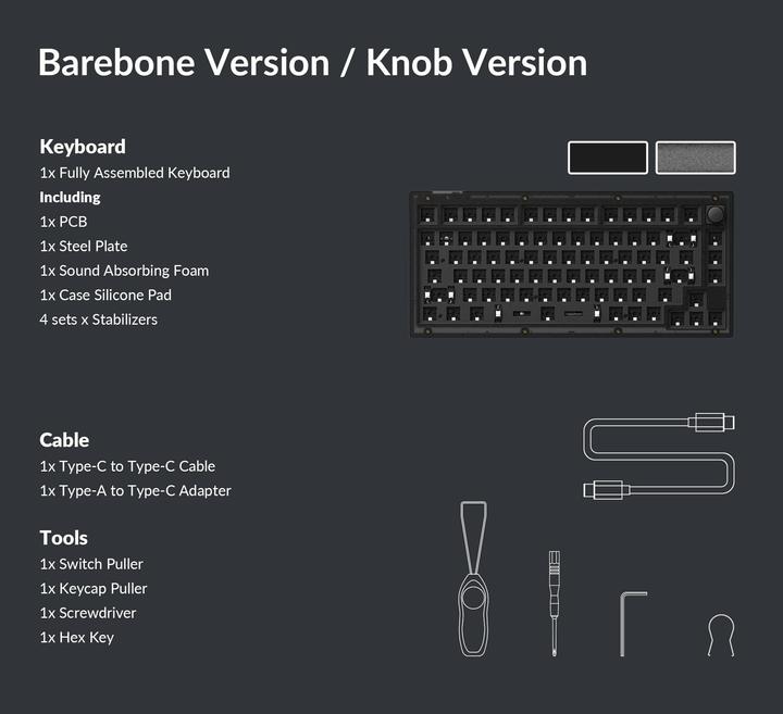 Produktbild Keychron V1 Barebone Knob Version (Barebone, Kabelgebunden)