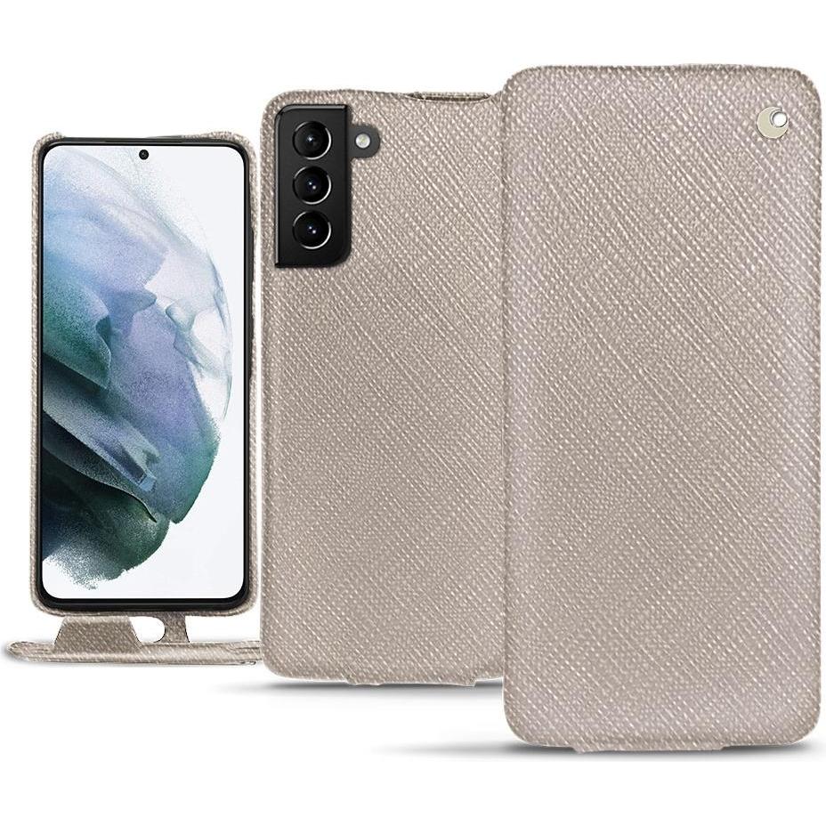 Noreve Lederschutzhülle vertikal (Samsung Galaxy S21+), Smartphone Hülle, Beige