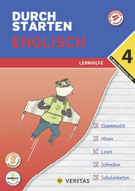 Produktbild Durchstarten, Englisch Mittelschule/AHS, 4. Klasse, Lernhilfe, Übungsbuch mit Lösungen und (Deutsch, Franz Zach, Julie Eiwen, Nicole Eisinger-Müllner, 2023)