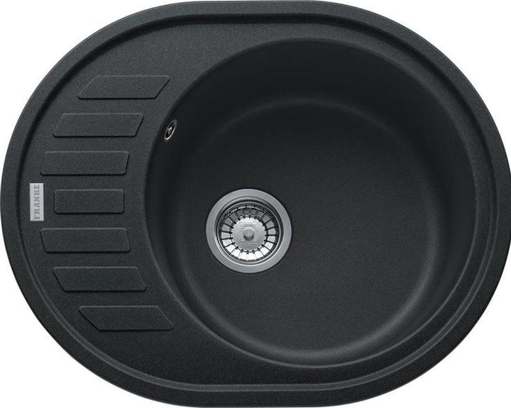 Franke Stone washbasin Ronda, ROG 611-62, plug valve, Onyx (500 mm, 620 mm)