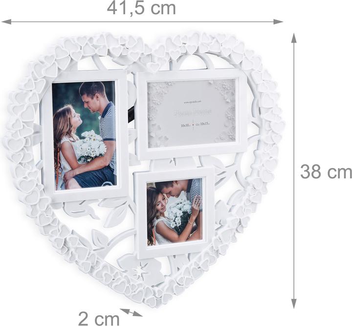 Immagine prodotto Relaxdays Cornice portafoto a forma di cuore (10 x 15 cm, 10 x 10 cm)