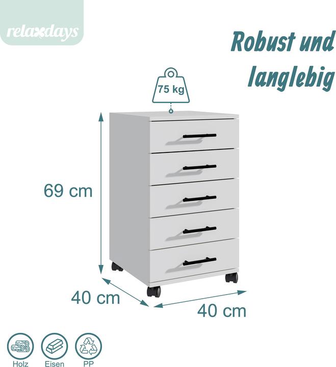 Produktbild Relaxdays Rollcontainer (40 x 40 x 69 cm)