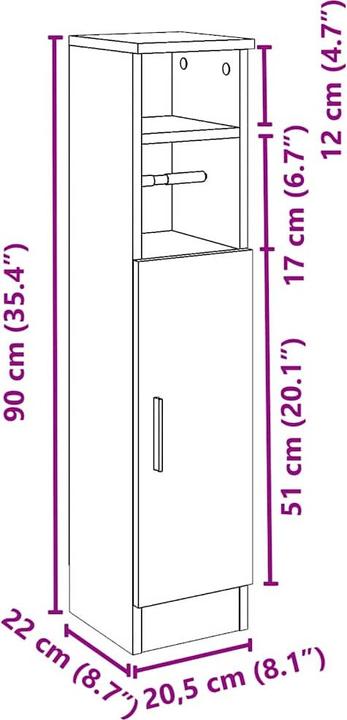 Produktbild vidaXL Penny (20.50 x 22 x 90 cm)
