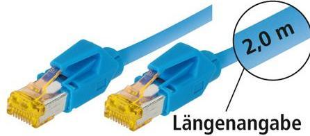Produktbild Tecline Patchkabel S/FTP, PiMF, Cat 6a, blau, 3.0 m Für 10 Gigabit/s, halogenfrei, mit Leoni-Kabel und Hiros (S/FTP, CAT6a, 3 m)