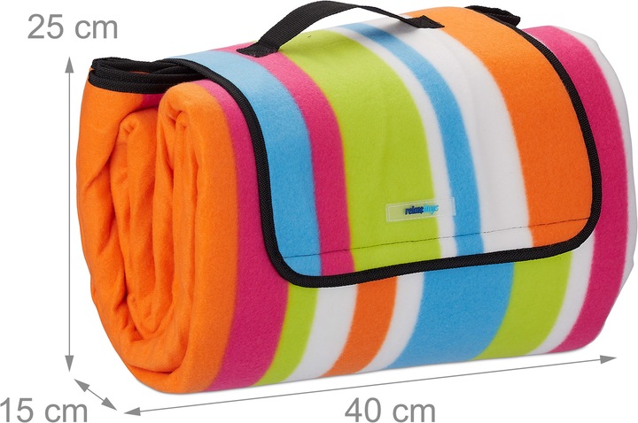 Actual product image Relaxdays Colourfully Striped Picnic Blanket