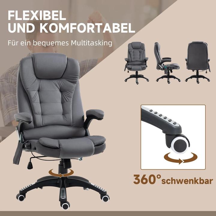 Produktbild Swisshandel24 Bürostuhl mit Massage- & Wärmefunktion, ergonomisch, Dunkelgrau (45 - 55 cm)