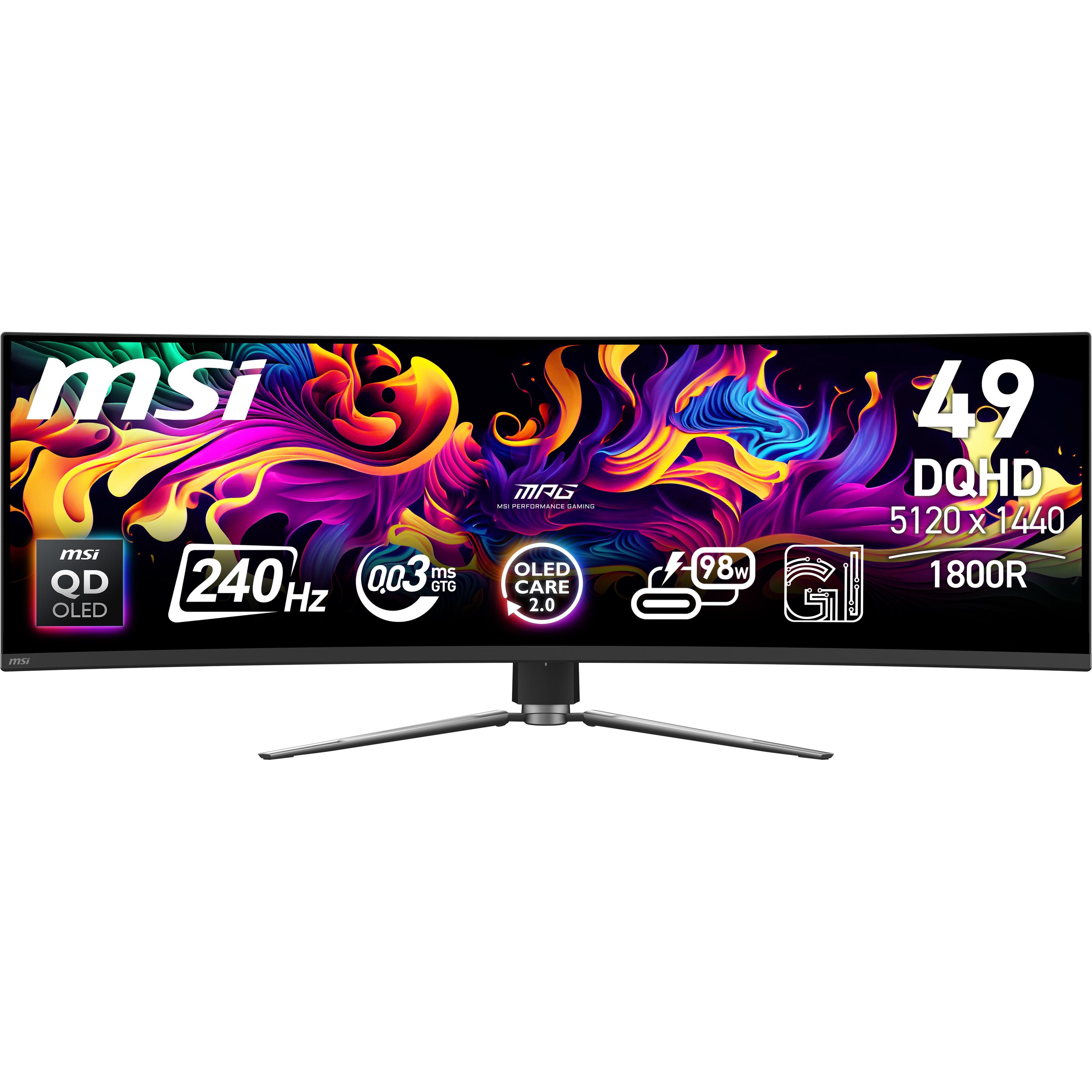 MSI MPG 491CQPXDE QD-OLED (5120 x 1440 pixels, 49"), Monitor, Zwart