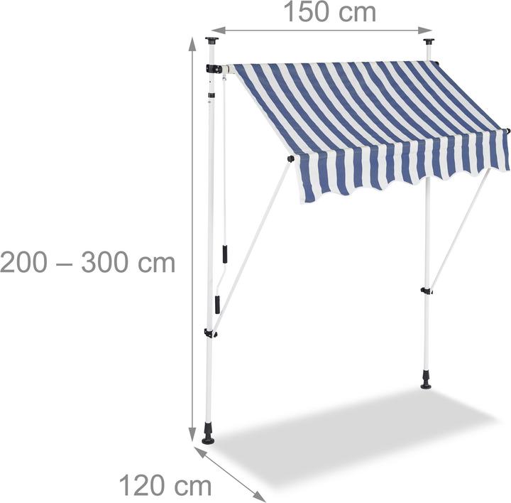 Actual product image Relaxdays Telesopic Canopy Blue White (1.50 m)