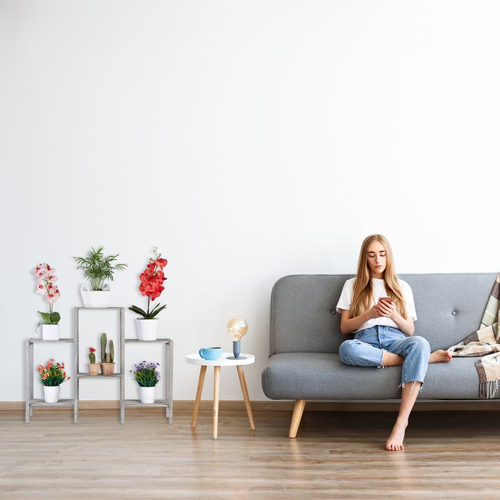 Actual product image Relaxdays Grey Wooden Flower Rack