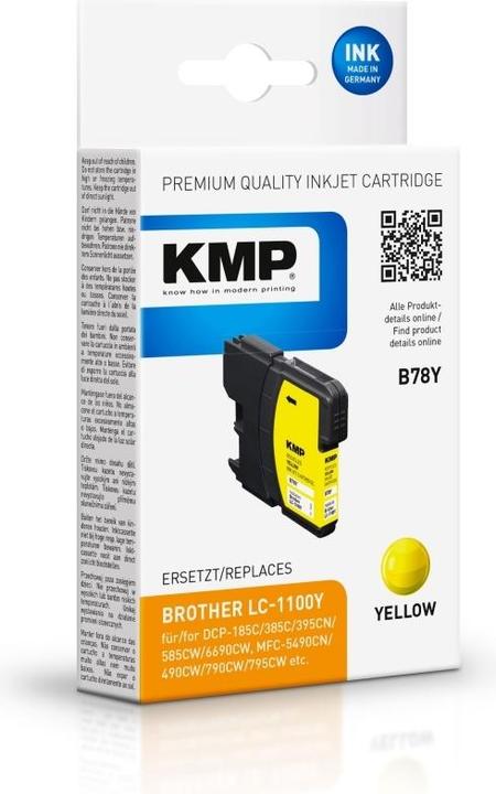 Produktbild KMP B78Y Tintenpatrone yellow kompatibel m. Brother LC-1100 Y (Y)