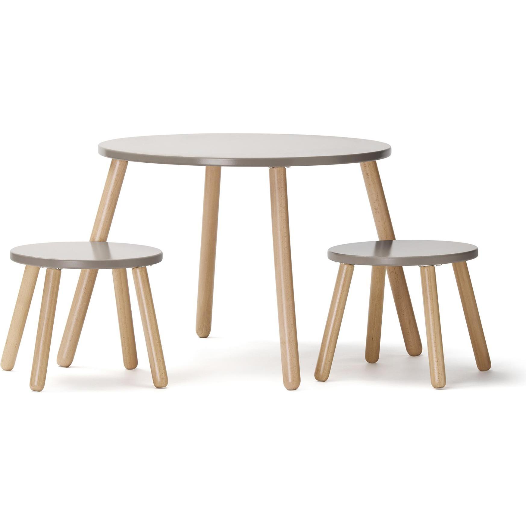 Kids Concept, Kinderstuhl + Kindertisch, Tisch und zwei Hocker, hellbraun (Kinderstuhl)