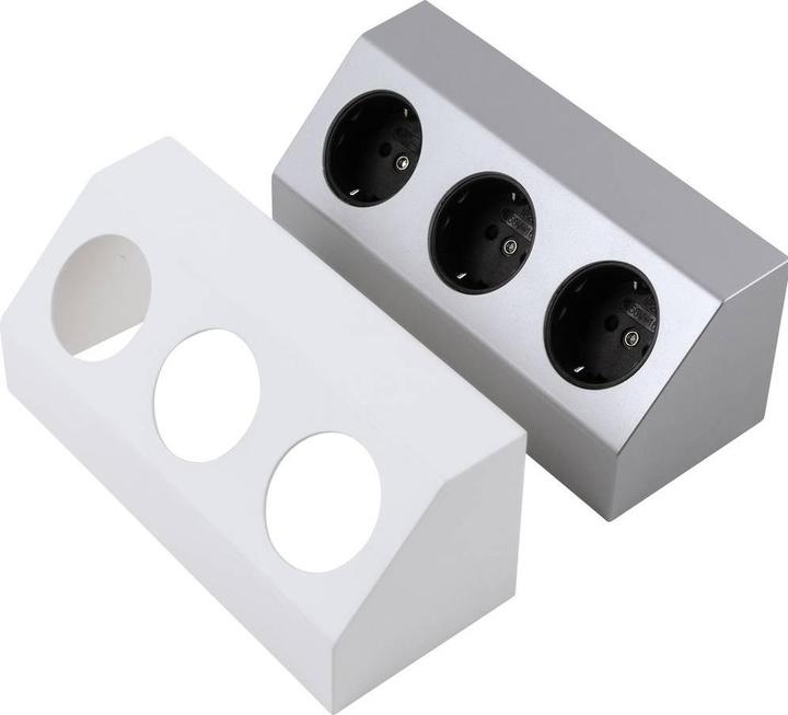 Produktbild Heitronic 500071 Steckdosenleiste ohne Schalter Weiss, Silber 1St. (3x, 1 m)