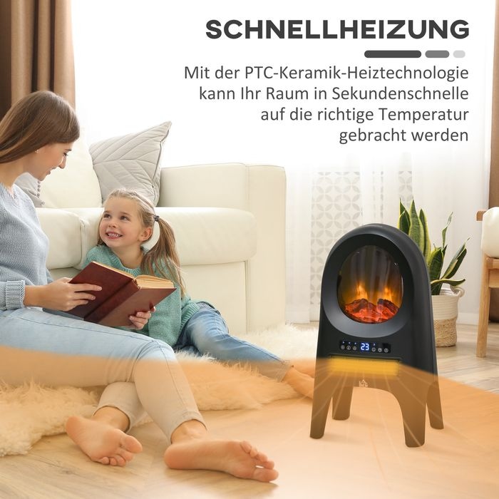 Image du produit Swisshandel24 Radiateur soufflant céramique 3 modes avec minuterie 2000 W Chauffage électrique avec flammes LED (2000 W)