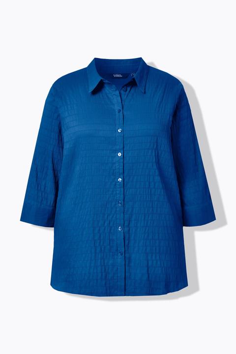 Actual product image Ulla Popken Bubble Texture Solid Button Front Stretch Blouse (46, 48)