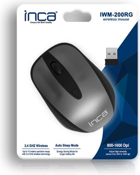 Actual product image Inca Mouse IWM-201RG Nano-USB, Wireless, 1600 DPI, GR/SW retail (Wireless)