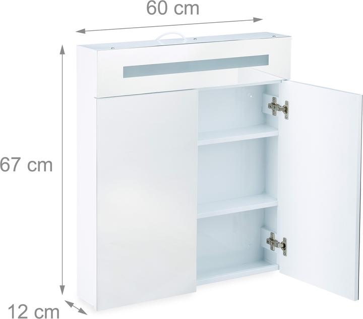 Immagine prodotto Relaxdays Armadio a specchio LED con 2 ante (60 x 12 x 67 cm)