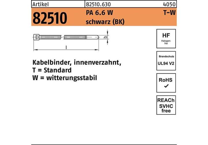 Produktbild HellermannTyton Kabelbinder schwarz 150x3,6mm (Kunststoffkabelbinder, 150 mm, 100 Stk.)