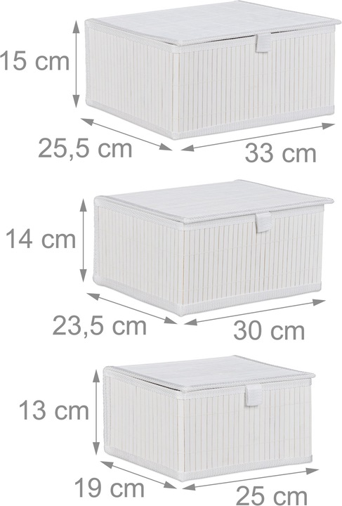 Produktbild Relaxdays Aufbewahrungskorb (3 x, 25 x 19 x 13 cm, 33 x 25.5 x 15 cm)