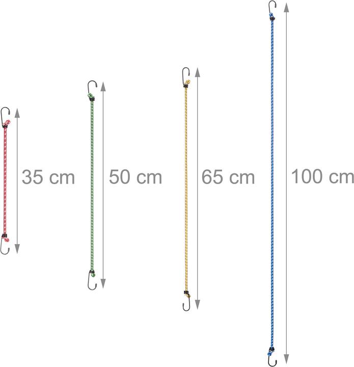 Image du produit Relaxdays Jeu de 12 cordons élastiques de 4 tailles