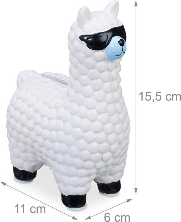 Actual product image Relaxdays Lama with Sunglasses Savings Bank (11 x 6 x 15.5 cm)