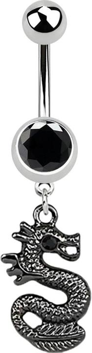 Immagine prodotto Star Piercing Banana argento con ciondolo drago nero nero (senza ottone, Acciaio chirurgico 316L)