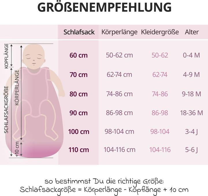 Produktbild Makian Schlafsäcke Musselin-Schlafsack - Puder - Gr. 60 cm (1.0 TOG, Frühling, Herbst, Sommer)
