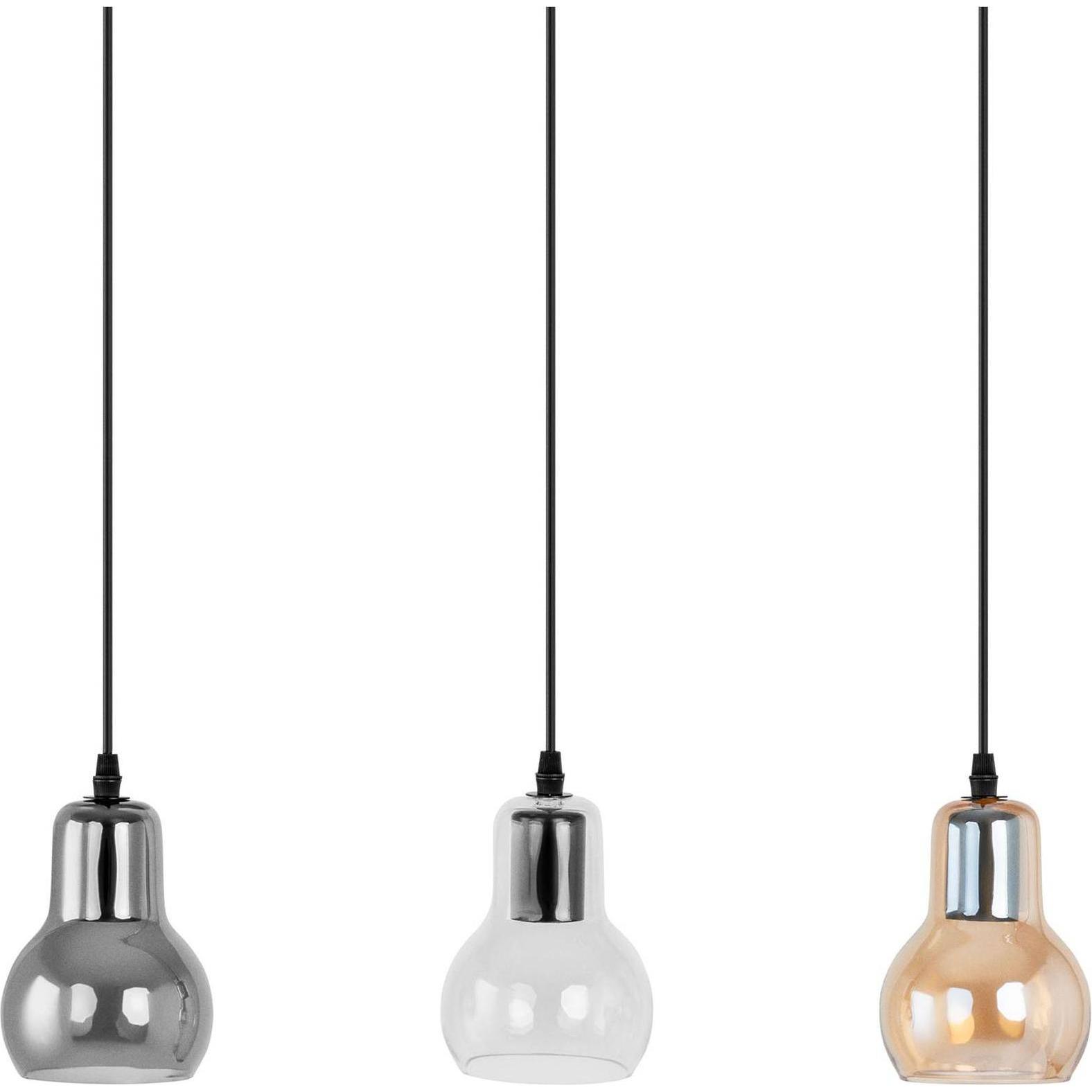 Thumbnail - Uniprodo, Pendelleuchte, Pendelleuchte 3 Lampenschirme Rauchglas E27 Hängelampe Hängeleuchte Deckenlampe (E27)