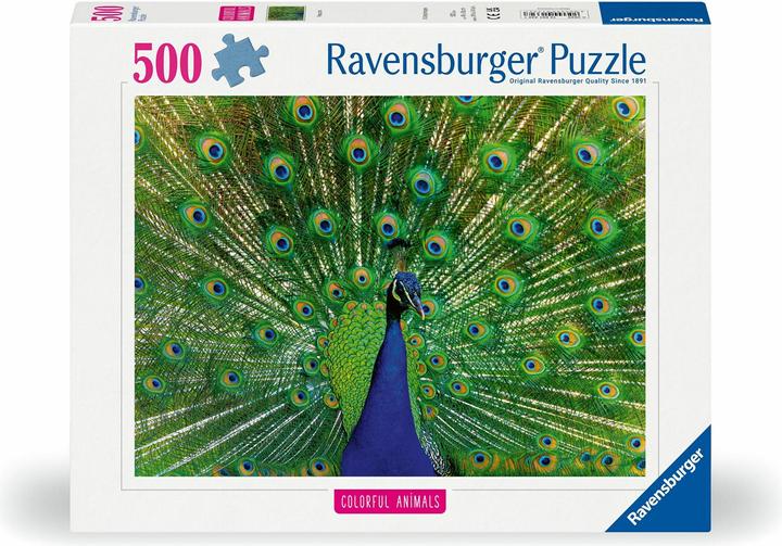 Immagine prodotto Ravensburger Puzzle 12001332, Animali colorati - Pavone - Puzzle da 500 pezzi per adulti e bambini (500 pezzi)