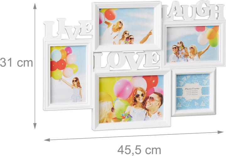 Image du produit Relaxdays Cadre photos Live Love Laugh (10 x 15 cm, 10 x 10 cm, 18 x 13 cm)