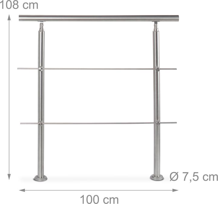 Produktbild Relaxdays Treppengeländer 1,5m (Edelstahl)