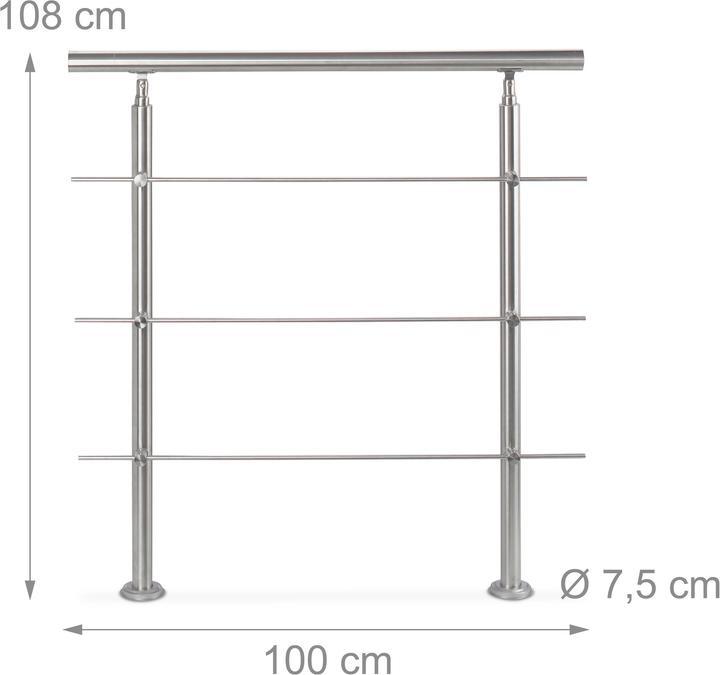 Actual product image Relaxdays Stair railing 1,5m (Stainless steel)