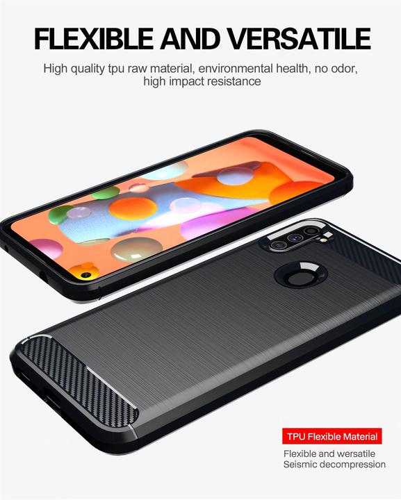 Immagine prodotto Cadorabo TPU Ultra sottile in acciaio inossidabile al carbonio Combi Cover (Samsung Galaxy A11, Samsung Galaxy M11)
