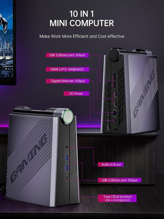 Produktbild AceMagic Mini Gaming PC Ryzen 9 6900HX mit Dual-Lüfter-System (512 GB, 32.00 GB, AMD Ryzen 9 6900HX)