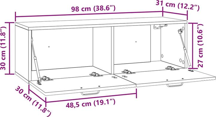 Produktbild vidaXL Wandaufbewahrung (98 x 30 x 30 cm)