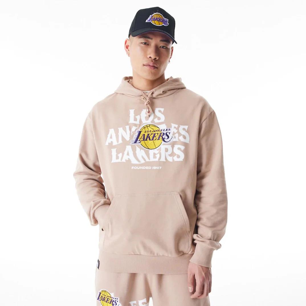 New Era, Herren, Pullover, hoodie os angees akers nba graphic, Beige, (L)