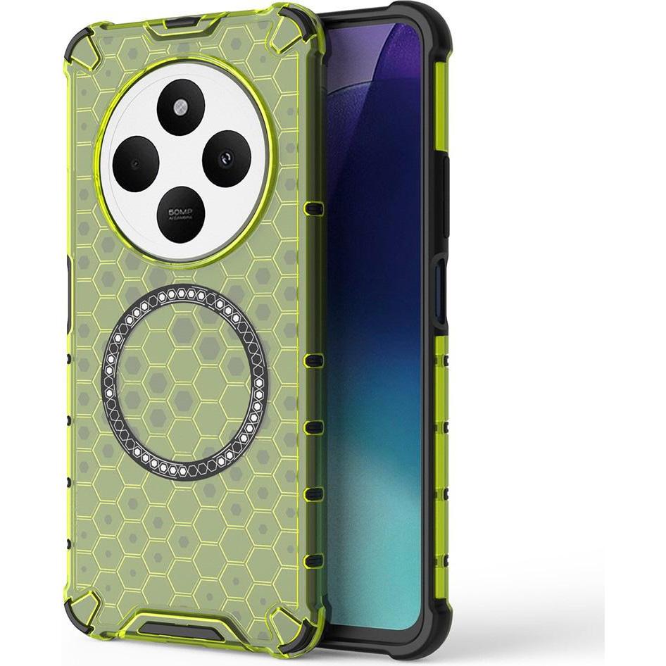 Techsuit - HoneyComb Shield MagSafe - Xiaomi Redmi 14C / Poco C75 - Lime Green (Xiaomi Poco C75, Xiaomi Redmi 14C), Cover smartphone, Verde