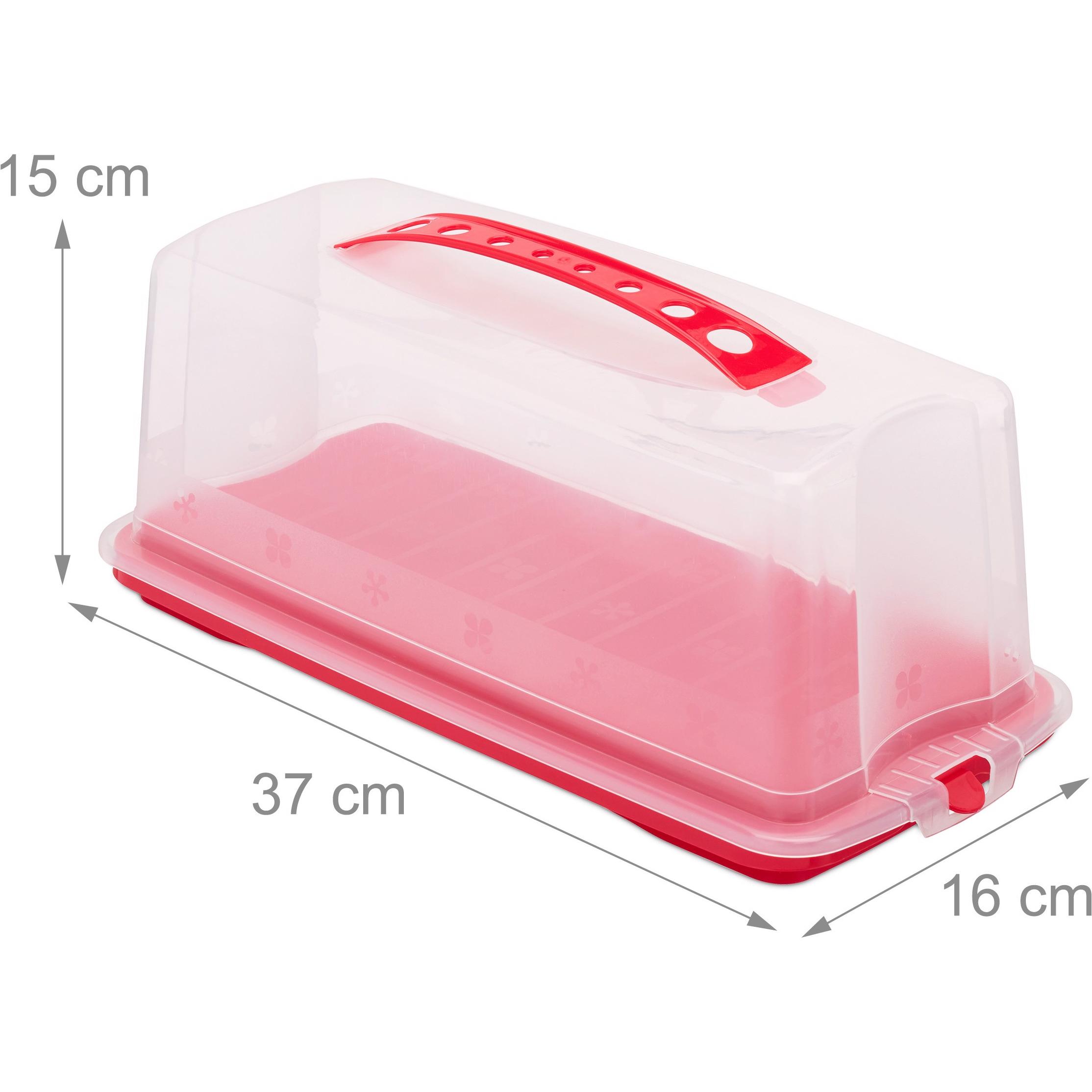 Relaxdays Contenitore rettangolare per torte, Portatorta, Rosso