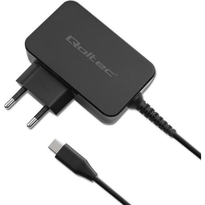 Thumbnail - Qoltec Ładowarka GaN POWER PRO 1xUSB-C 45W 5-20V 2.25-3A Czarna (45 W), USB Ladegerät, Schwarz
