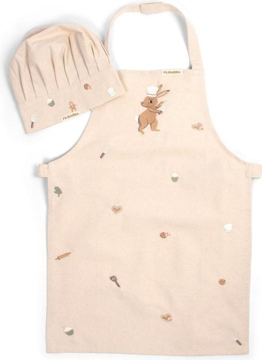 Filibabba Kochschürze und Kochmütze Wonderful Winter Hase, Beige (60)
