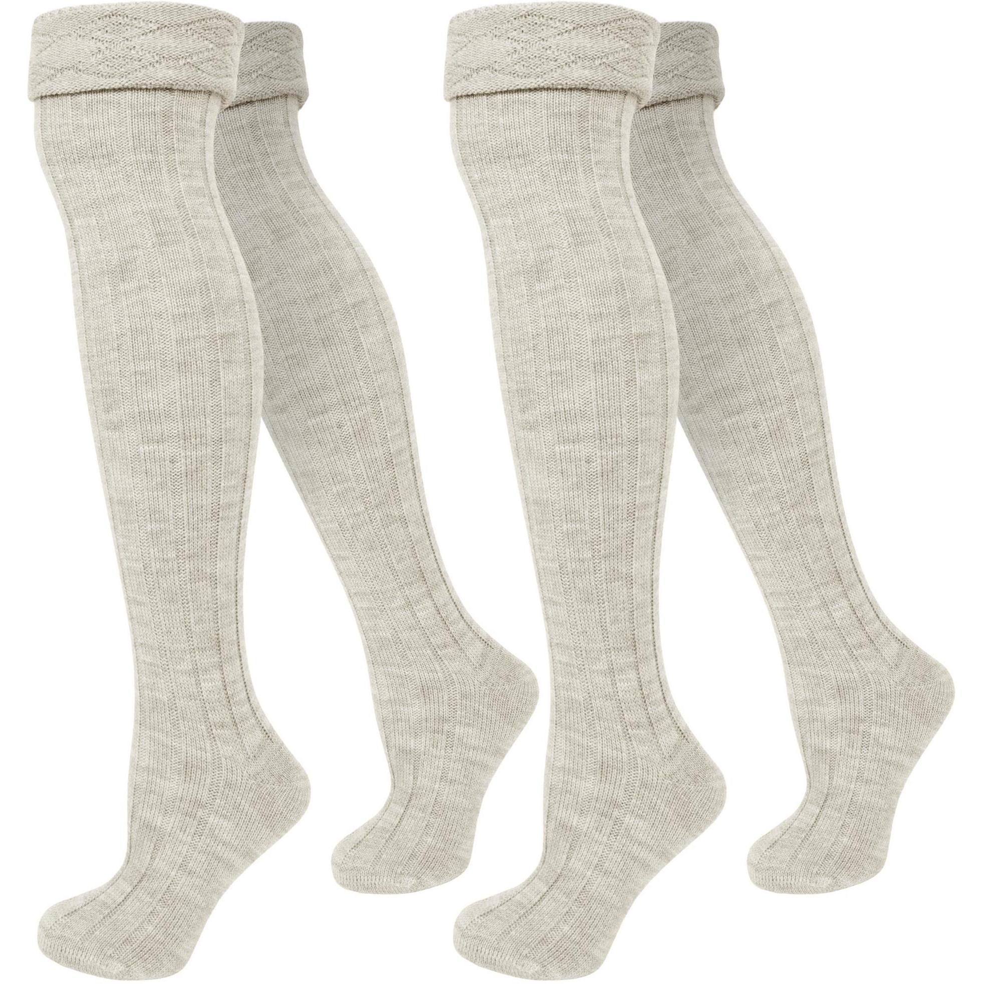 Normani, Herren, Socken, 2 Paar Overknees gerippt mit Umschlag, Weiss, (2er Pack, 39 - 42)