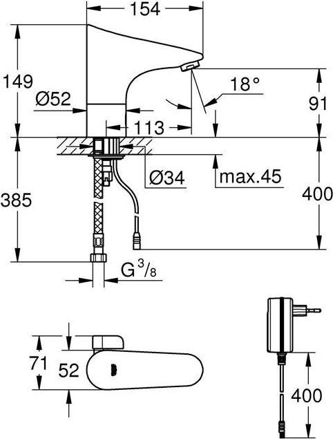 Immagine prodotto Grohe Elettronica a infrarossi EUROPLUS E 1/2" trasformatore ad innesto con miscela chr