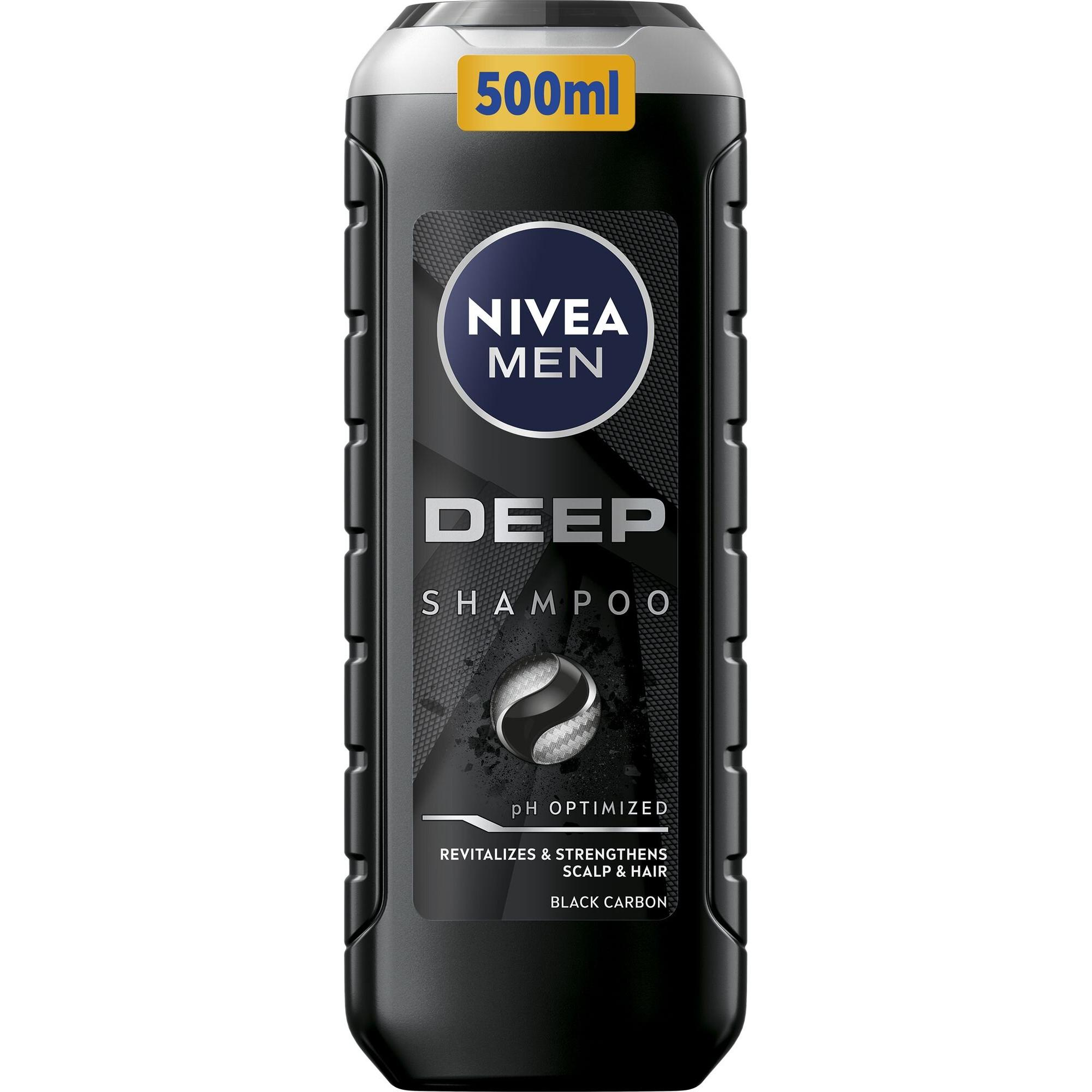 NIVEA, Shampoo, Revitalisierendes Shampoo für fettiges Haar und Kopfhaut Herren (Deep Shampoo) Inhalt: 500 ml (500 ml, Shampoo liquido)