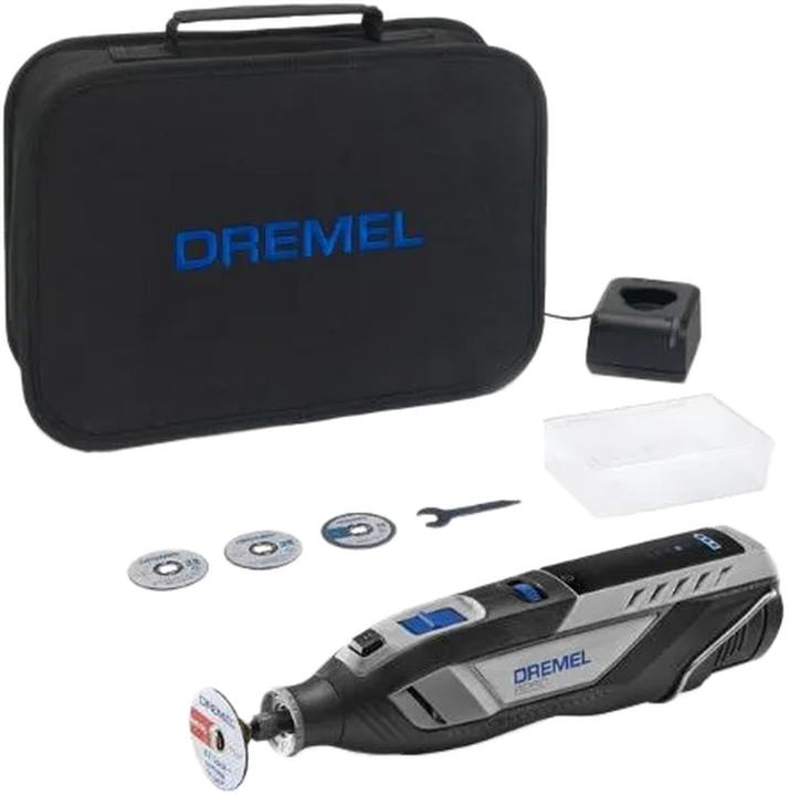 Dremel 8250, Ladegerät GAL12V-20, 5-tlg. Zubehörset inkl. EZ SpeedClic Aufspanndorn, Schraubenschlüssel zum Festziehen der Aufsatzspitzen, 1x Akku 12V 2Ah B12V20-01