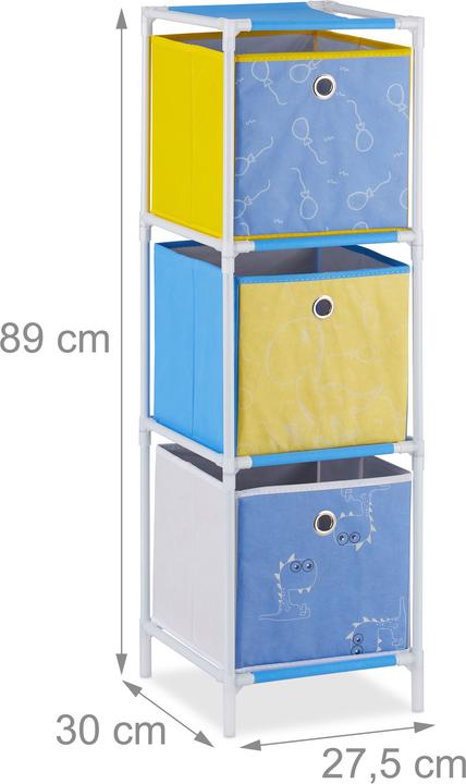Actual product image Relaxdays Dinosaur Children's Shelf with Boxes (27.50 x 30 x 89 cm)