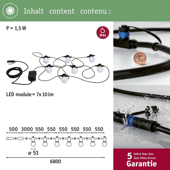 Image du produit Paulmann Plug &amp  Chaîne lumineuse Shine (6.80 m)