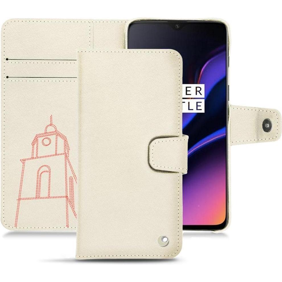 Noreve Lederschutzhülle Wallet (OnePlus 6T), Smartphone Hülle, Weiss