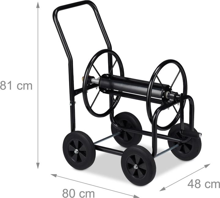 Image du produit Relaxdays Chariot à tuyaux en métal, avec roues (60 m)