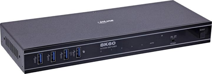 Immagine prodotto InLine ® KVM Switch, 4-fach, HDMI, 8K@60Hz, USB 3.2, mit IR & RS-232