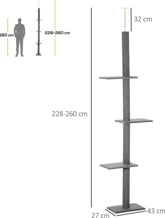 Actual product image PawHut Scratching post (228 cm, Grey)