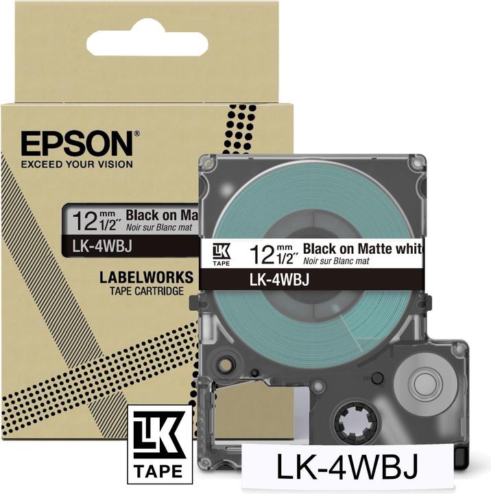 Epson Matte White/Black 12mm LK-4WBJ (1.20 cm, Weiss, Schwarz)